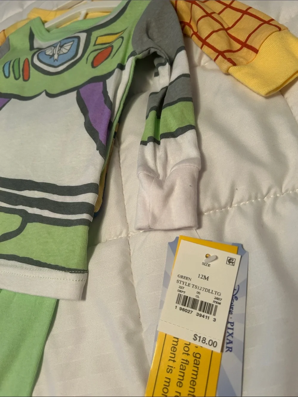 Disney Buzz Lightyear Pajama Set in Green, Yellow, Purple and Woody Pajamas
